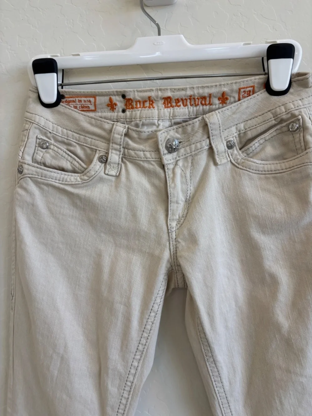 ✧ Y2K Rock Revival Low Rise Bootcut Jeans ✧Size 29, ivory - Picture 7 of 15